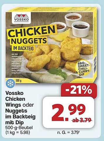Vossko Chicken Nuggets im Backteig mit Dip