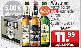 Warsteiner Getränke-Mix 20 x 0,5 l (verschiedene Sorten, inkl. Natur Radler Zitrone)