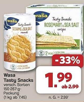 Wasa Tasty Snacks – Verschiedene Sorten jetzt zum Sparpreis!