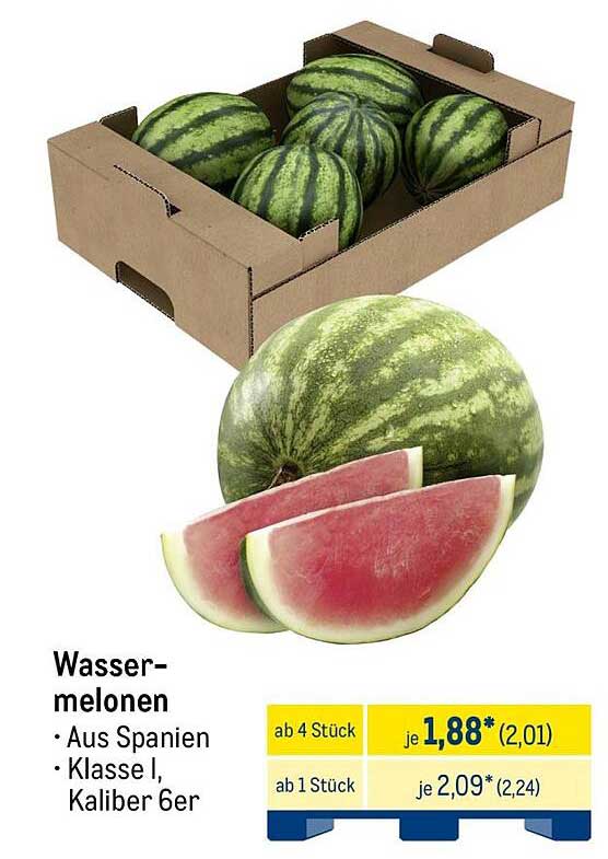 Wassermelonen aus Spanien - Klasse I, Kaliber 6er