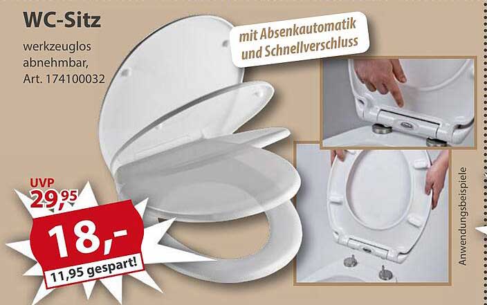 WC-Sitz werkzeuglos abnehmbar mit Absenkautomatik und Schnellverschluss, Art. 174100032