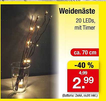 Weidenäste mit 20 LEDs und Timer