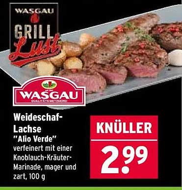 Weideschaf-Lachse 'Alio Verde' verfeinert mit einer Knoblauch-Kräuter-Marinade, mager und zart, 100 g