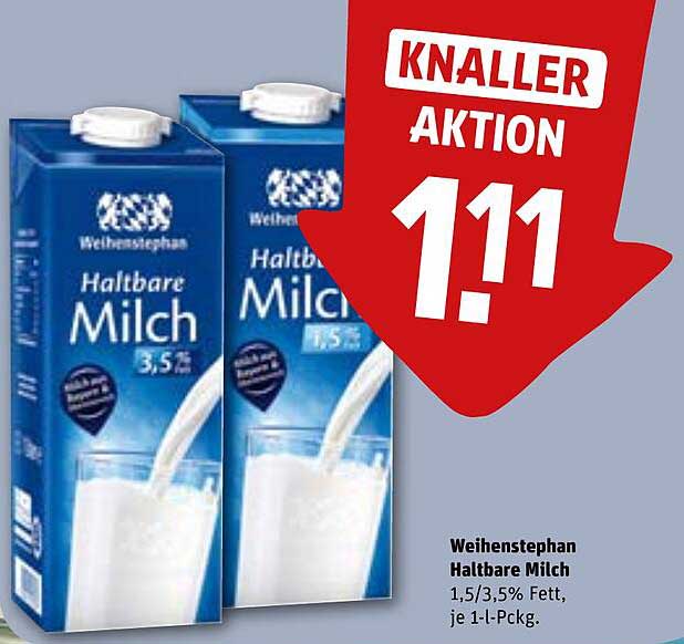 Weihenstephan Haltbare Milch 1,5/3,5% Fett, je 1-l-Pckg.