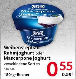 Weihenstephan Rahmjoghurt oder Mascarpone Joghurt verschiedene Sorten