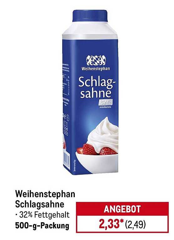Weihenstephan Schlagsahne 32% Fettgehalt 500-g-Packung