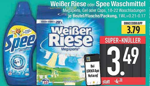 Weißer Riese oder Spee Waschmittel – Megaperls, Gel oder Caps, 18-22 Waschladungen