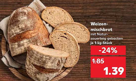 Weizenmischbrot mit Natursauerteig gebacken je 1-kg-Stück