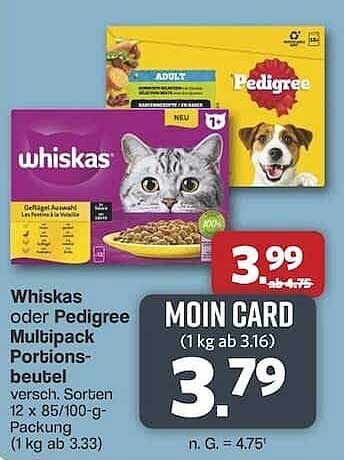 Whiskas oder Pedigree Multipack Portionsbeutel