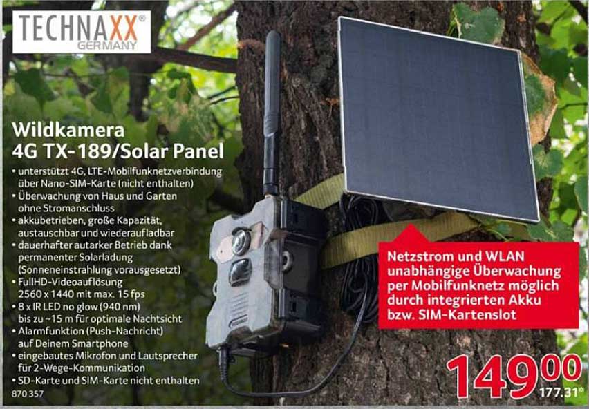 Wildkamera 4G TX-189 mit Solar Panel