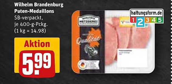 Wilhelm Brandenburg Puten-Medaillons SB-verpackt, je 400-g-Pckg.