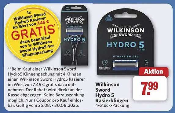 Wilkinson Sword Hydro 5 Rasierklingen 4-Stück-Packung