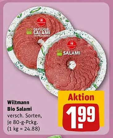 Wiltmann Bio Salami verschiedene Sorten, je 80-g-Pckg.