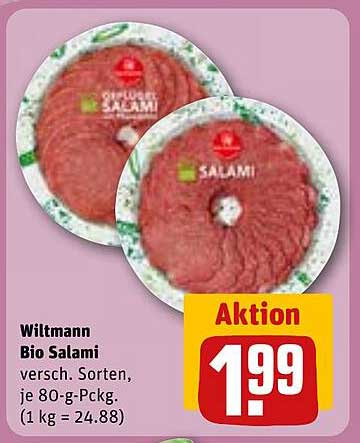 Wiltmann Bio Salami, verschiedene Sorten, je 80-g-Pckg.