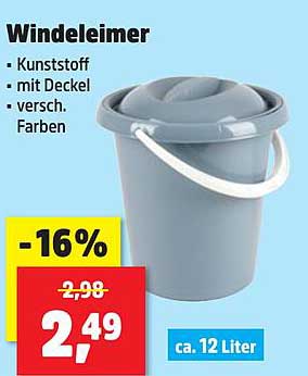 Windeimer - Kunststoffeimer mit Deckel, 12 Liter