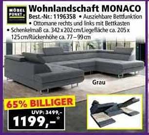 Wohnlandschaft MONACO mit ausziehbarer Bettfunktion