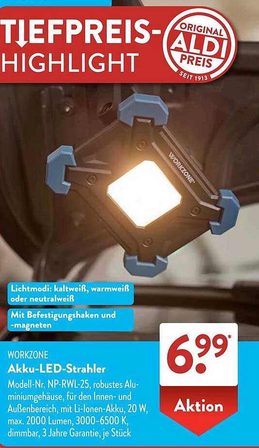 WORKZONE Akku-LED-Strahler