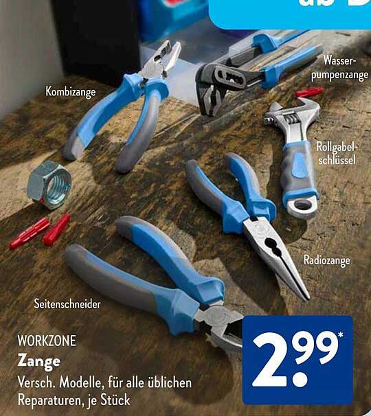 WORKZONE Zangen – Verschiedene Modelle für alle üblichen Reparaturen, je Stück