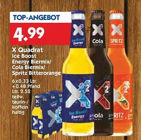 X Quadrat Ice Boost Energy Biermix/Cola Biermix/Spritz Bitterorange