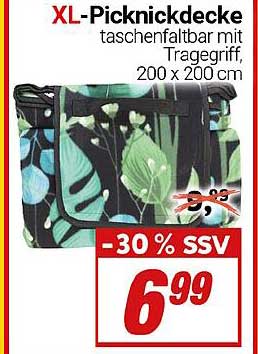 XL-Picknickdecke - taschenfaltbar mit Tragegriff, 200 x 200 cm