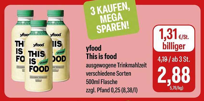 yfood This is food - Ausgewogene Trinkmahlzeit, verschiedene Sorten, 500ml Flasche