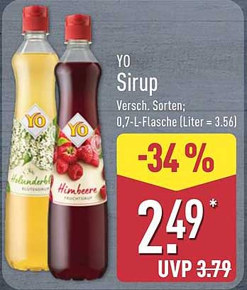 YO Sirup in verschiedenen Sorten - 0,7-L-Flasche