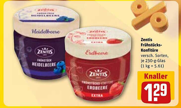 Zentis Frühstücks-Konfitüre verschiedene Sorten, je 230-g-Glas