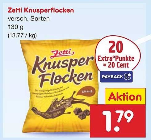 Zetti Knusperflocken - verschiedene Sorten, 130 g