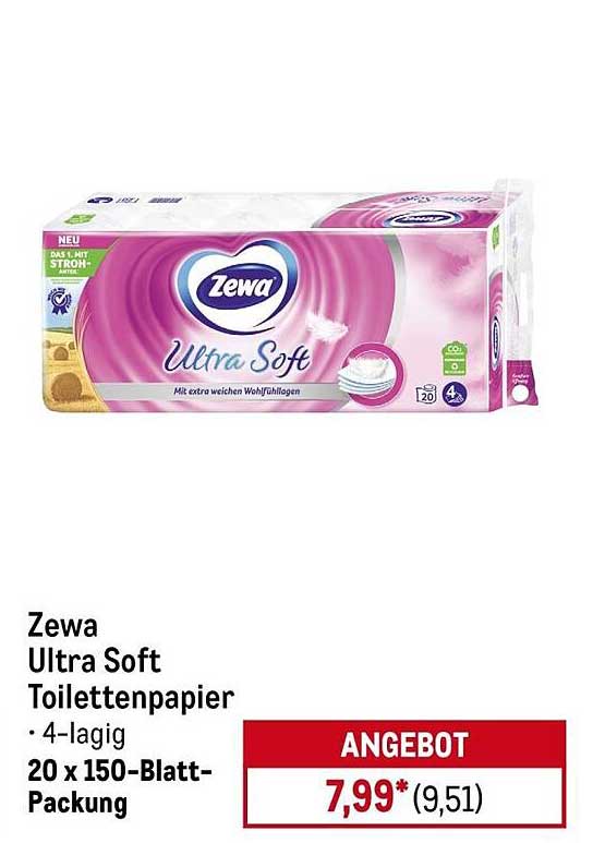 Zewa Ultra Soft Toilettenpapier - 4-lagig, 20 x 150-Blatt-Packung