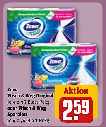 Zewa Wisch & Weg Original oder Wisch & Weg Sparblatt – Aktion