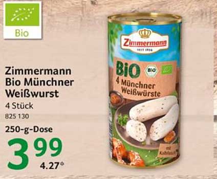 Zimmermann Bio Münchner Weißwurst 4 Stück