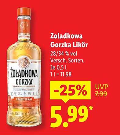 Zoladkowa Gorzka Likör 28/34 % vol - Vielfältige Sorten