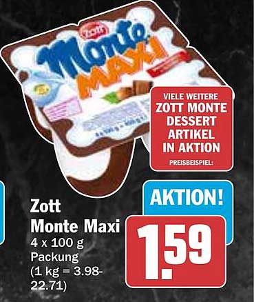 Zott Monte Maxi 4 x 100 g Packung