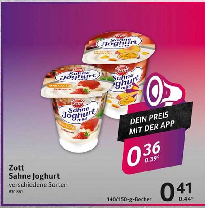 Zott Sahne Joghurt - verschiedene Sorten