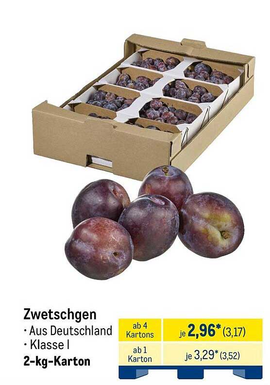Zwetschgen 2-kg-Karton aus Deutschland - Klasse I