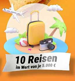 10 Reisen im Wert von je 5.000 €