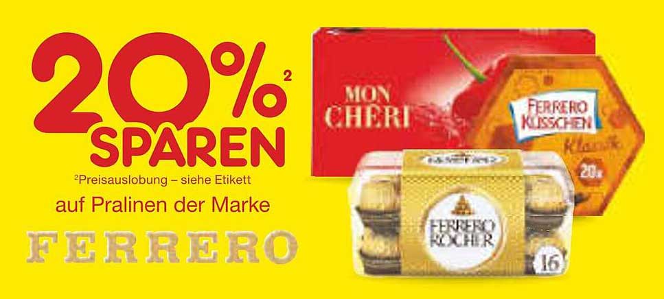 20% Preisreduktion auf Pralinen der Marke Ferrero