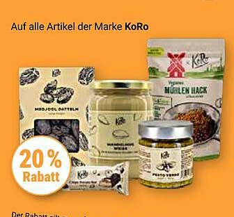 20% Rabatt auf alle Artikel der Marke KoRo