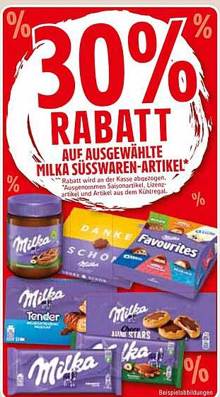 30% Rabatt auf ausgewählte Milka Süßwaren-Artikeln
