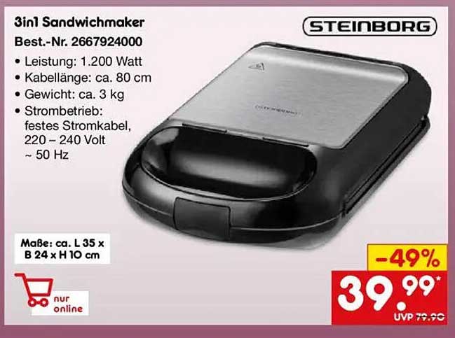 3in1 Sandwichmaker von Steinborg