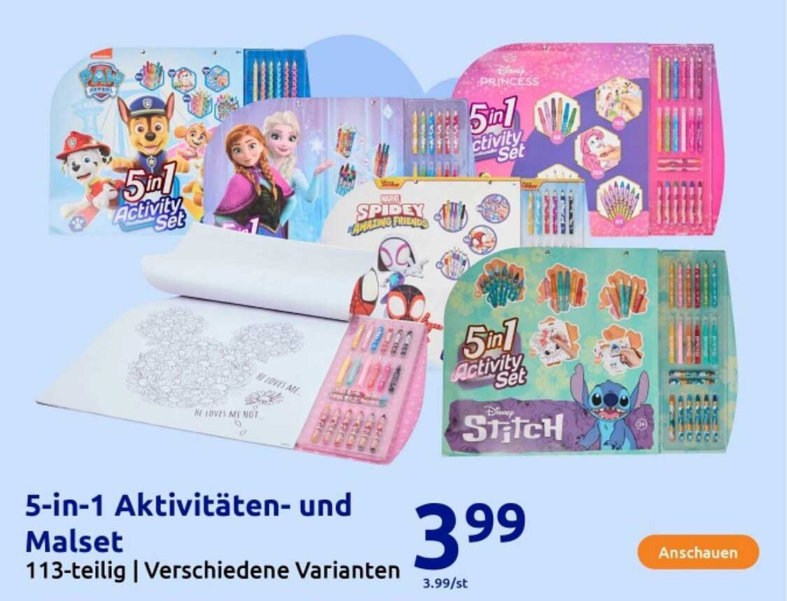 5-in-1 Aktivitäten- und Malset 113-teilig | Verschiedene Varianten