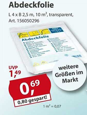 Abdeckfolie 4 x B 2,5 m, 10 m², transparent