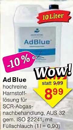 AdBlue 10 Liter - hochreine Harnstofflösung für SCR-Abgasnachbehandlung