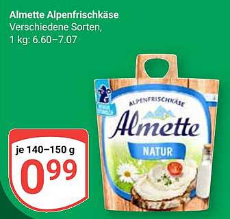Almette Alpenfrischkäse - Verschiedene Sorten für nur 0,99 €
