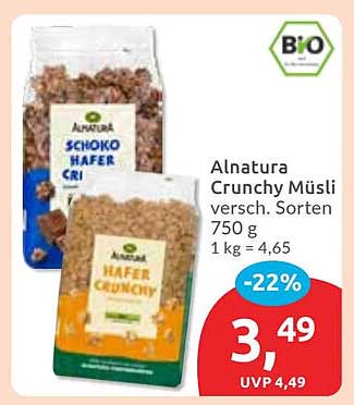Alnatura Crunchy Müsli verschiedene Sorten 750 g