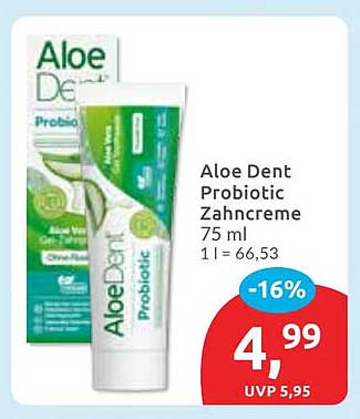 Aloe Dent Probiotische Zahnpasta 75 ml
