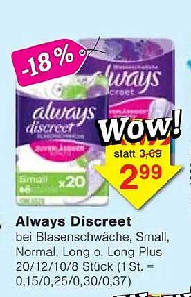 Always Discreet bei Blasenschwäche - 18% Rabatt