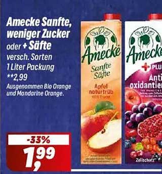 Amecke Sanfte, weniger Zucker oder + Säfte, 1 Liter Packung