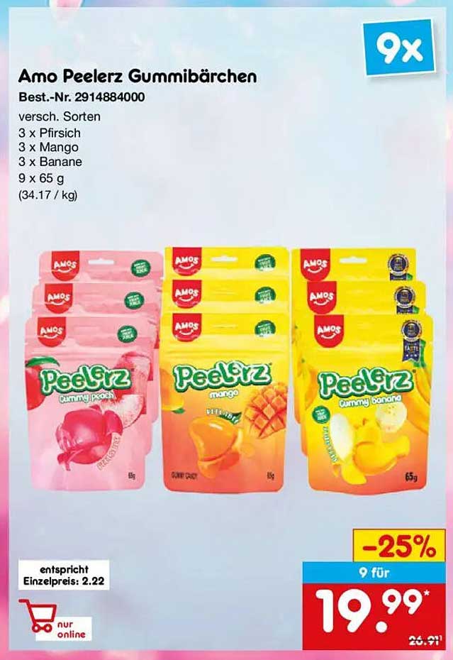 Amo Peelerz Gummibärchen 9er Pack - verschiedene Sorten