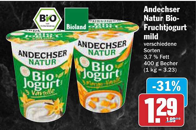 Andechser Natur Bio-Fruchtjogurt mild